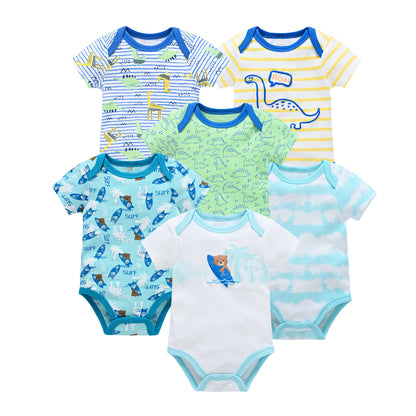 3/6PCS Baby Cotton Bodysuits – Short Sleeve Onesies for Newborns & Toddlers 0-12 Months, Boys & Girls