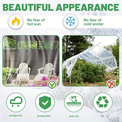 Clear Waterproof Tarps with Grommets, Outdoor Patio, Henhouse, Porch Canopy, Plant Cover, Camping Protection