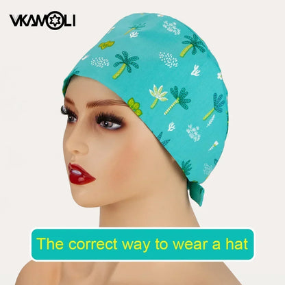 Unisex Ankara Cotton Nursing Hat - 100% Cotton Surgical Scrub Cap for Doctors, Nurses & Veterinary Medical Staff