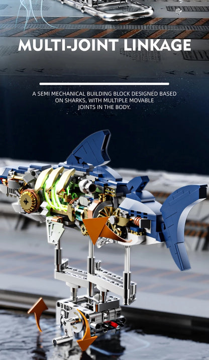 Mechanical Sea Animal Building Blocks Toy – Whale Shark, Octopus, Piranha & Manta Ray with Motor and Lights for Kids