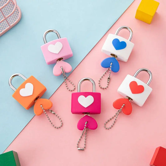 Colorful Heart-Shaped Anti-Theft Padlock – Rubber Sleeve for Travel Luggage, Suitcase, Zipper, Drawer, and Diary Lock