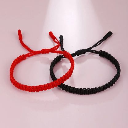 Handmade Tibetan Rope Bracelet - Red & Black Woven Buddhist Good Luck Amulet Jewelry Gift for Women & Girls