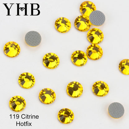 YHB 101-127 Hotfix Crystal Rhinestones - Glitter Glass Flatback Gems for Bags, Shoes, Garments, Phone & Nail Art DIY