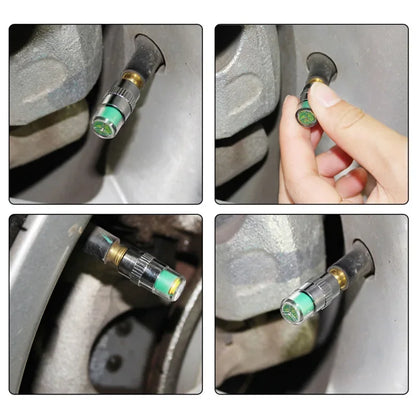 2/4PCS Car Tire Pressure Indicator - External Valve Cap Sensor for Monitoring and  Alerting Tire Pressure