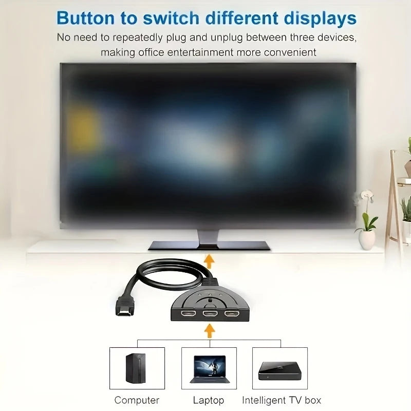 4K 3-Port HDMI-Compatible Switch - 3-Input 1-Output 4K 2K 3D Video Switcher for Xbox, PS4, PC & TV