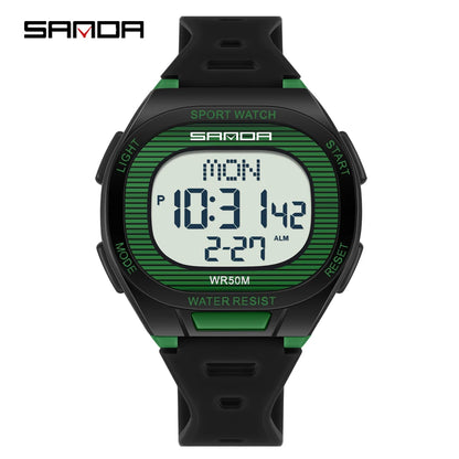 SANDA 2195 Square Digital Watch - Multifunction Waterproof LED Sports Wristwatch for Students