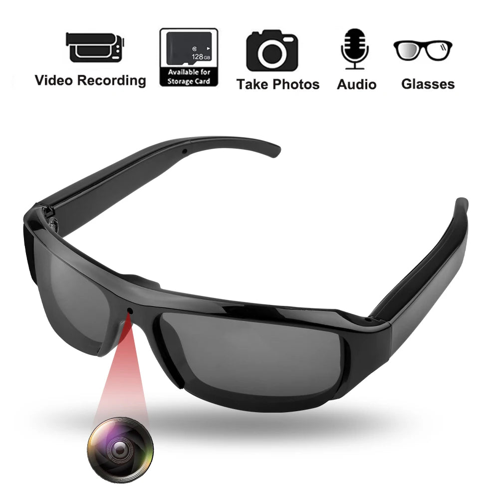 Portable 1080P HD Mini Glasses Camera — Wearable Sunglasses Video Recorder for Outdoor Sports, DVR & Surveillance