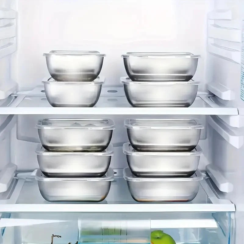 5-Piece Stainless Steel Food Storage Containers - Stackable Meal Prep Boxes for Kitchen, Fridge, Lunch & Travel