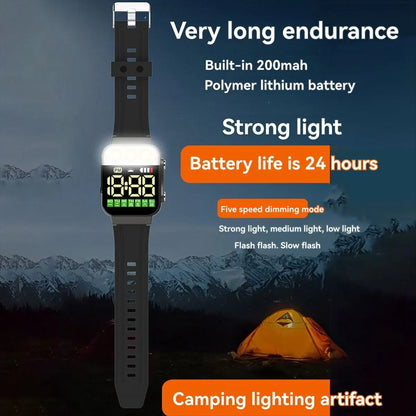 HAPPY DIAN Sports LED Digital Watch - USB Rechargeable Flashlight Wristwatch for Students & Men
