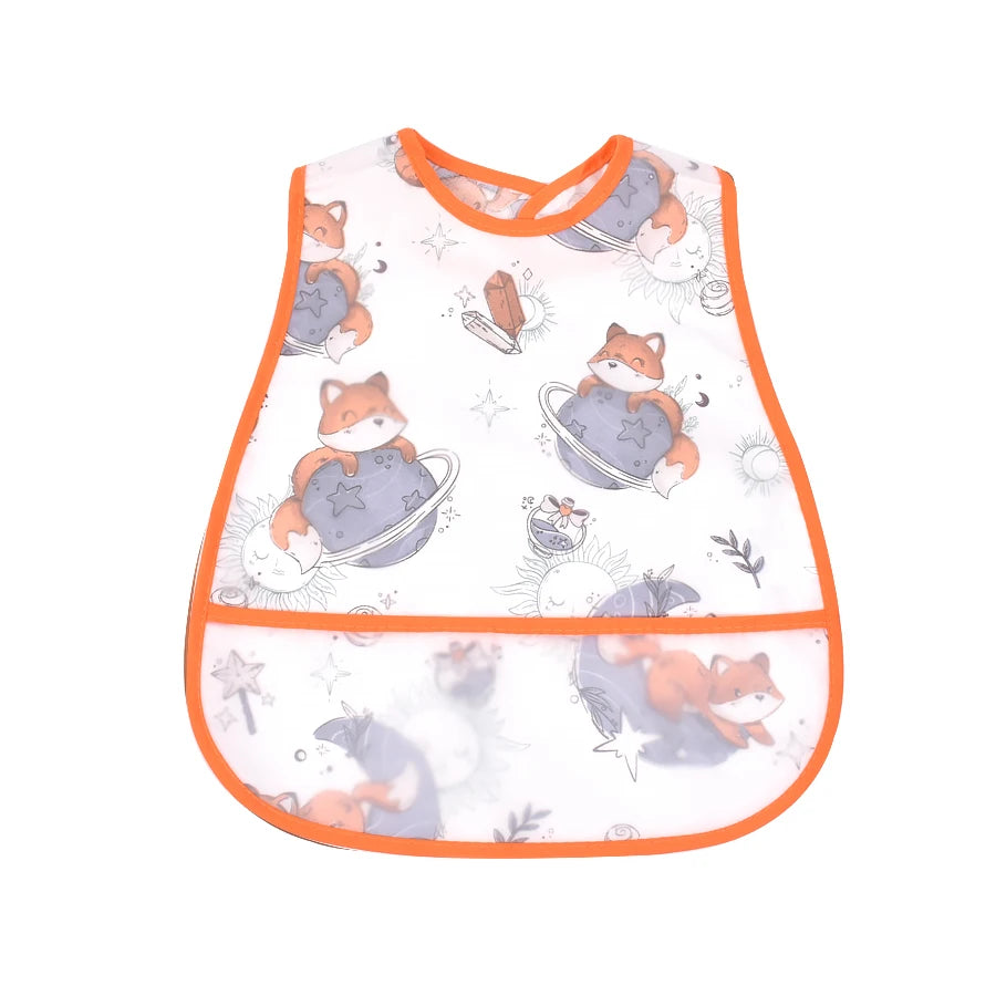 Adjustable Baby Bibs - Waterproof EVA Cotton Cartoon Feeding Bibs with Burp Cloth for Boys & Girls