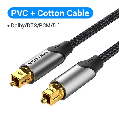 Vention Digital Optical Audio Cable – Toslink SPDIF Coaxial, 1m/2m for Amplifiers, Blu-ray, Xbox 360, PS4, Soundbar Fiber Cable