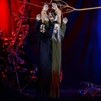 Halloween Hanging Ghost Decoration — Movable Skeleton Horror Prop with Long Hair for Haunted House and Bar 2025