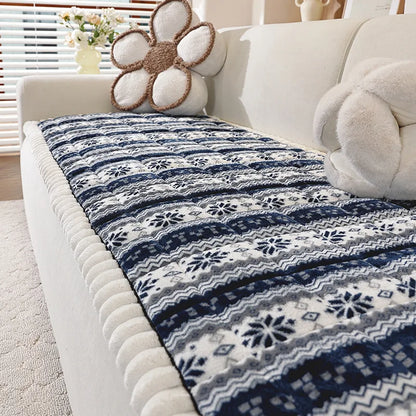 Christmas Sofa Mat Cover – Winter Warm Non-Slip Plush Cushion, Thicken Tatami for Living Room Home Decor