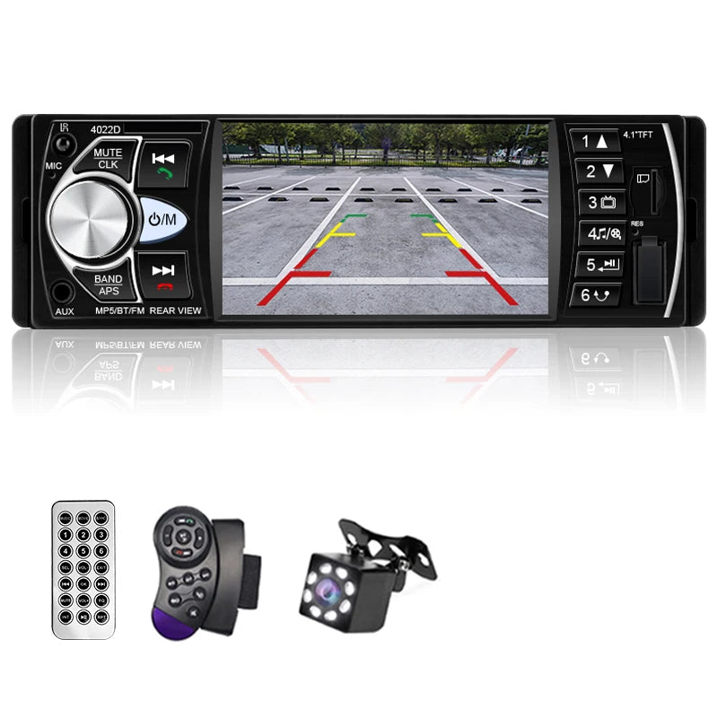 HIPPCRON 1DIN Car Stereo Radio 4.1 Inch MP5 Player - Bluetooth 5.0 FM USB Multimedia Player with Rear View & Steering Wheel Control