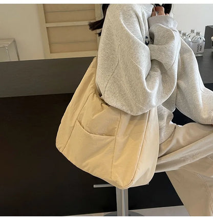 2025 Trendy Women's Soft Cloth Shoulder Bag – Solid Color, Y2K Casual Style, Crossbody Handbag for Students