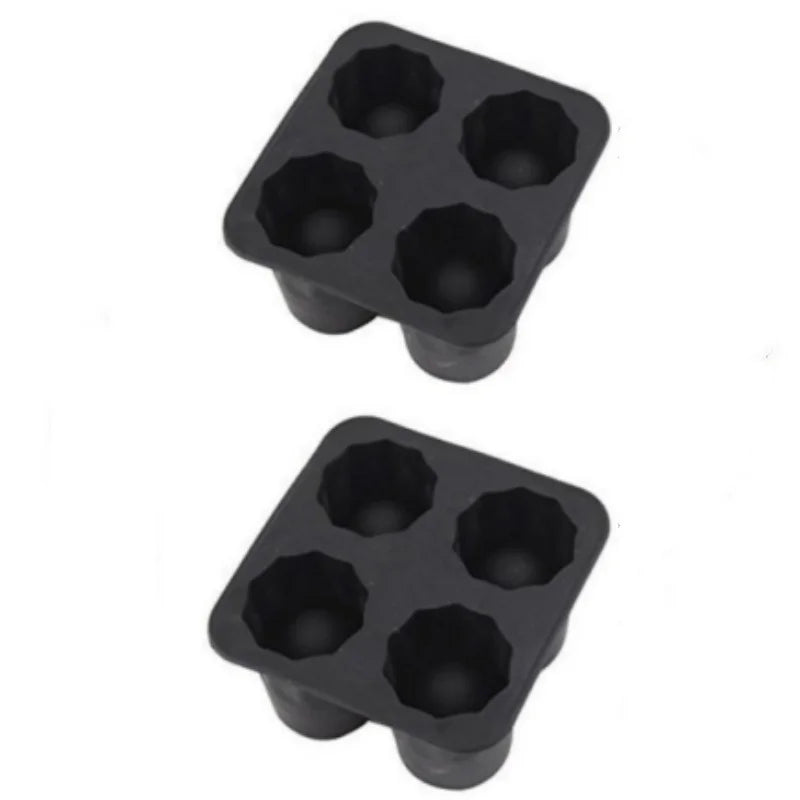 Silicone 4-Hole Ice Cube Mold – Round Press Ice Block Maker for Whiskey, Beer, and Bar Kitchen Use