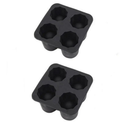 Silicone 4-Hole Ice Cube Mold – Round Press Ice Block Maker for Whiskey, Beer, and Bar Kitchen Use