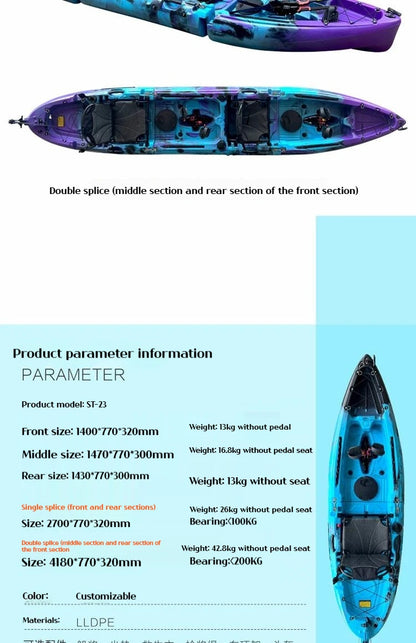 Modular Electric & Pedal-Driven Kayak – Portable Detachable Canoe, Lightweight Inflatable Folding Boat for Fishing & Adventure