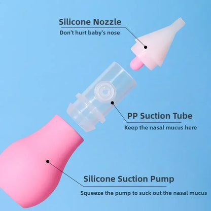 Silicone Baby Nasal Aspirator - Manual Suction Pump Nose Cleaner for Infants and Children