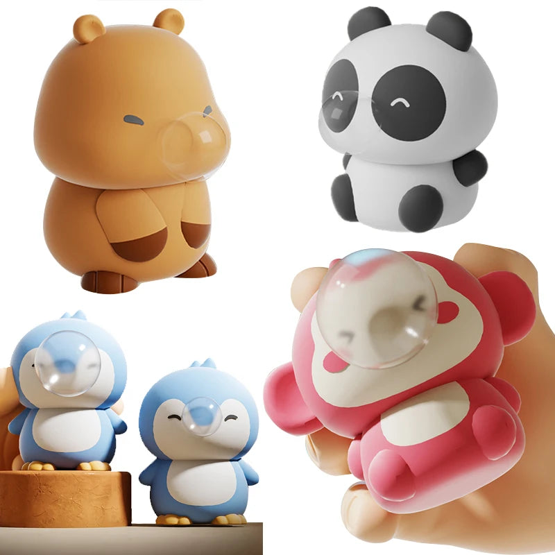Cute Capybara Squishy Stress Relief Toy – Spitting Bubbles Sensory Squeeze Anti-Anxiety Toy for Kids & Adults Gift