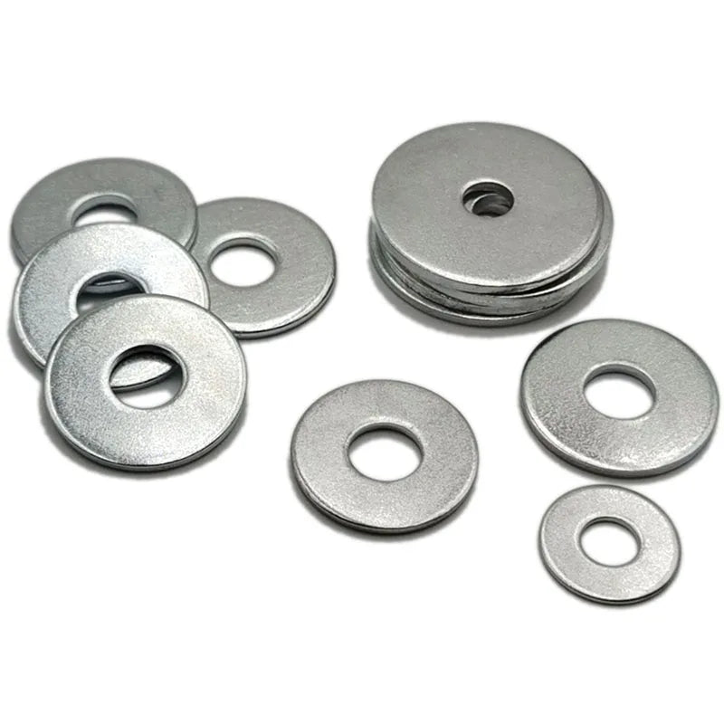 5-100PCS M2-M6 Flat Washers — Carbon Steel White Zinc Plated Washers