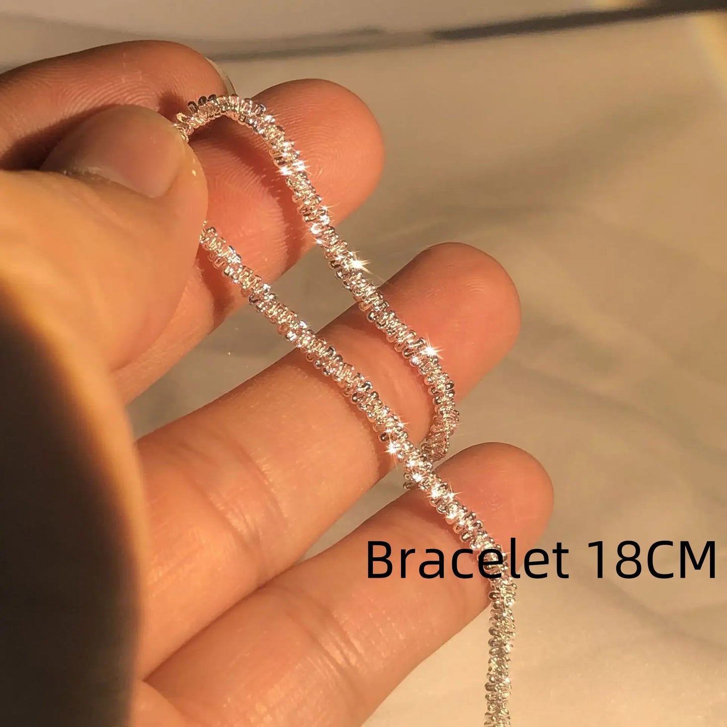 Authentic S925 Sterling Silver Necklace – 2mm Sparkling Collarbone Sweater Chain, Elegant Jewelry Gift for Women