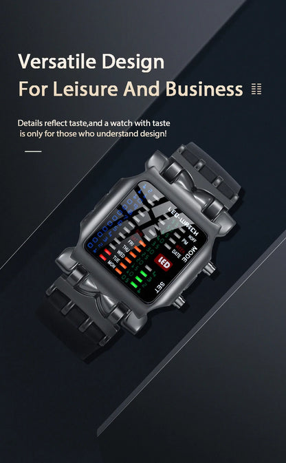 Men’s LED Crab-Style Watch — Creative Luminous Binary Electronic Waterproof Multi-Function Wristwatch