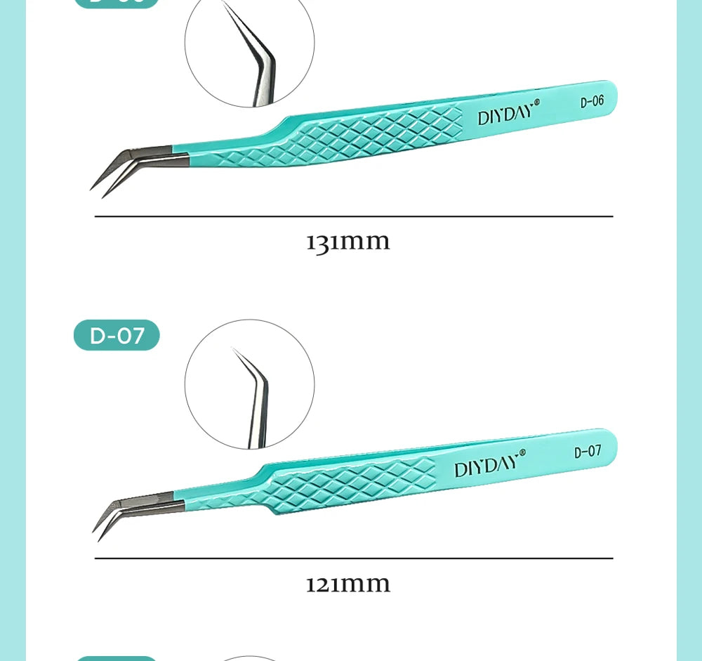 DIYDAY Anti-Slip Tweezers — High-Density Fiber Tip for Eyelash Extensions & Eyebrow Precision Beauty Tools