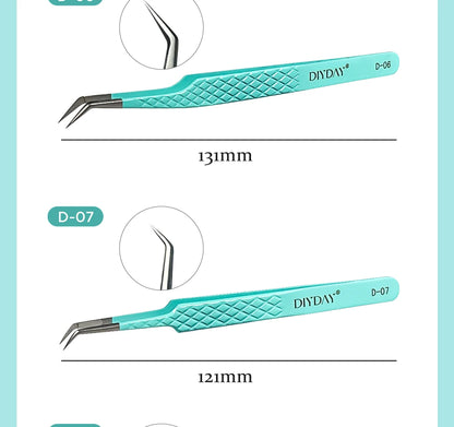 DIYDAY Anti-Slip Tweezers — High-Density Fiber Tip for Eyelash Extensions & Eyebrow Precision Beauty Tools