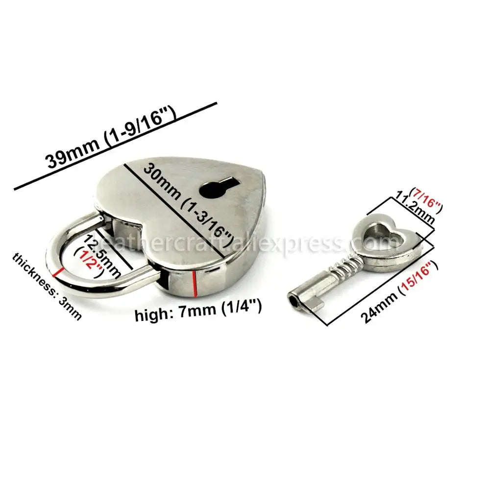 Heart-Shaped Vintage Metal Mini Padlock – Key Lock for Bags, Suitcases, and Luggage with Key