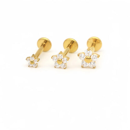 12Pcs Mini Flower Ear Studs G23 Titanium F136 16G Labret Bar Piercing Jewelry – Tragus, Helix, Daith & Lip Body Jewelry Set (3.4–5.4mm)