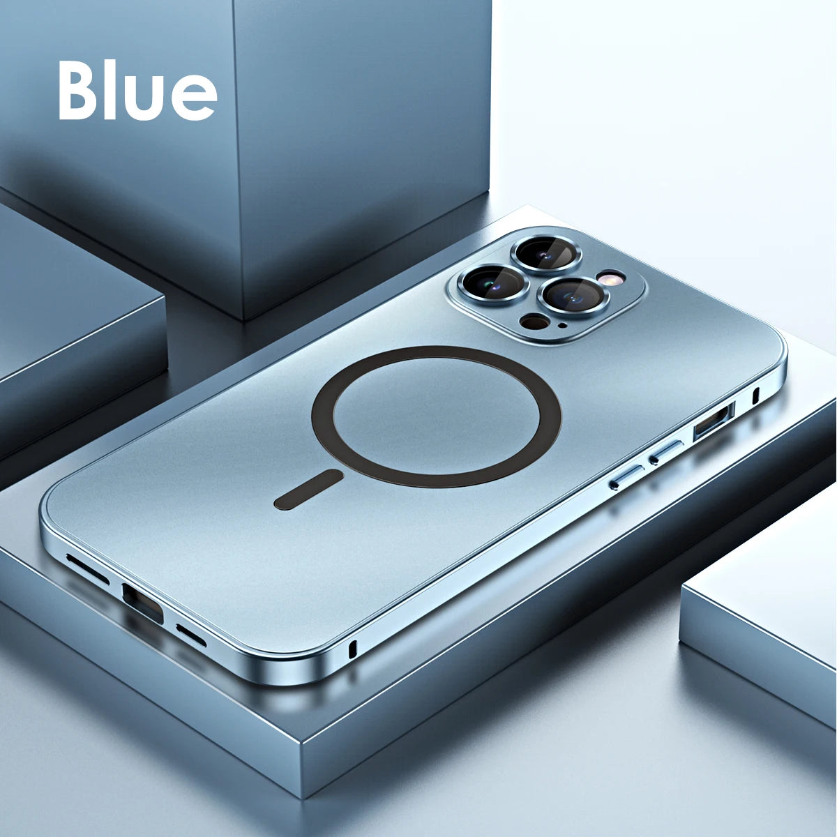Aluminum Metal Frame Magnetic Case - MagSafe Wireless Charging Cover with Lens Protection for iPhone 12, 13, 14, 15, 16 & 17 Pro Max