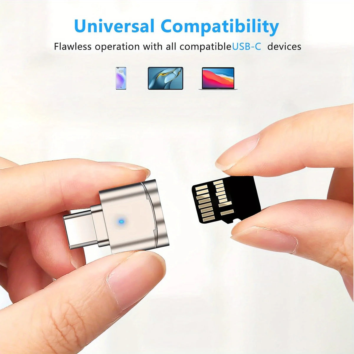 2-Pack USB-C SD TF Card Reader - Zinc Alloy Memory Card Adapter for iPhone 15–17 Pro Max, MacBook, Laptop & Samsung Devices