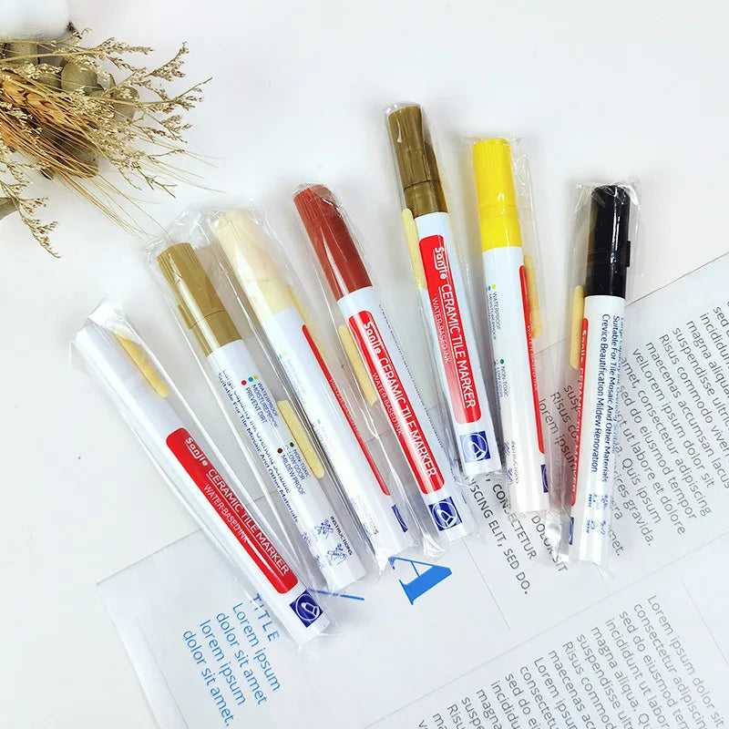 PC Ceramic Tile Gap Color Repair Pen - Waterproof and Anti-Mildew Whiteboard Pen for Bathroom Wall and Floor Tiles