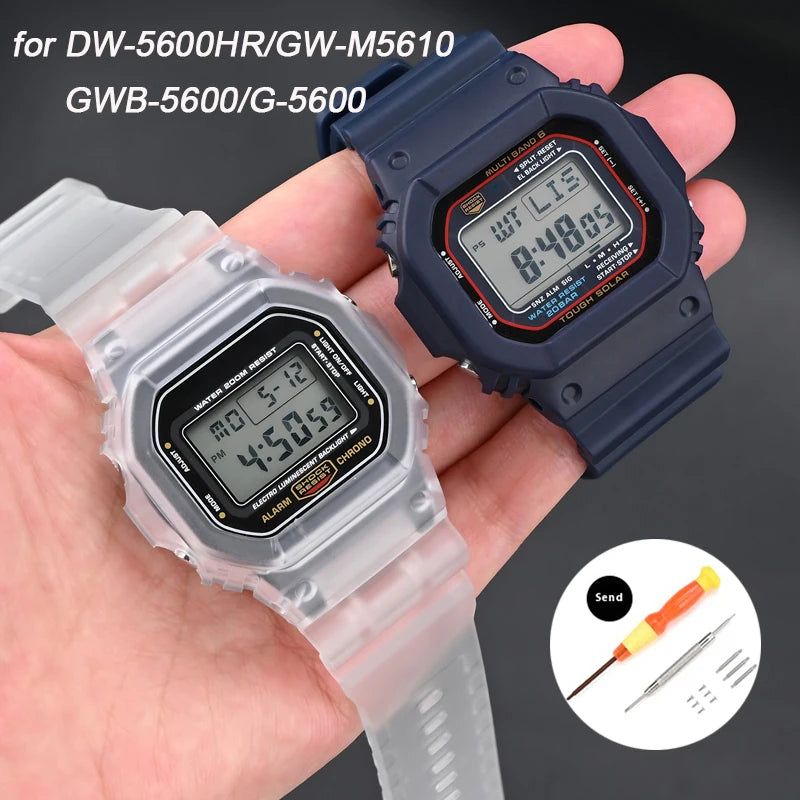 Matte Resin Bezel and Rubber Strap Set for Casio G-Shock DW-5600, GW-M5610, G-5000 & GWB-5600 - Replacement Watch Case and Band Accessories