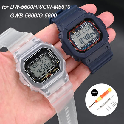 Matte Resin Bezel and Rubber Strap Set for Casio G-Shock DW-5600, GW-M5610, G-5000 & GWB-5600 - Replacement Watch Case and Band Accessories