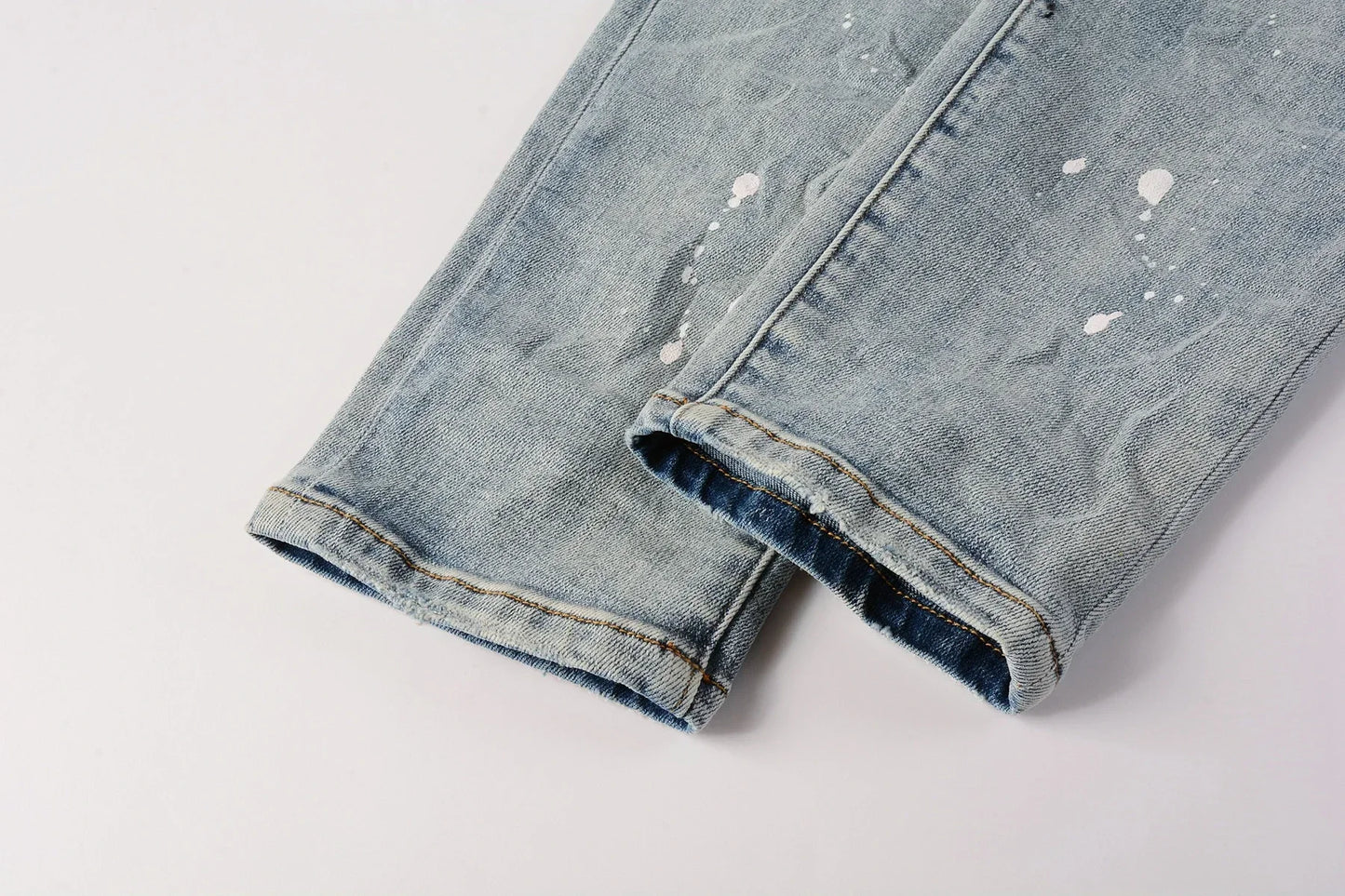 2025 Men’s High Street Ripped Skinny Jeans — Low Rise Blue Distressed Denim Fashion Repair Trousers 9003