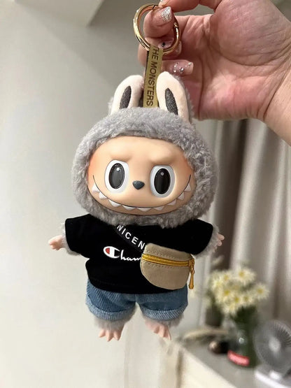 17cm Labubu V1/V2 Crossbody Bag for BJD Dolls – Cute 1/6, 1/8, 1/12 Doll Accessories & Waist Belt Bag Gift