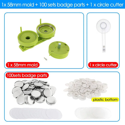 25/32/37/44/58/75mm Badge Maker Molds - DIY Button Press Machine, Interchangeable Die Mould for Round Badge Punching