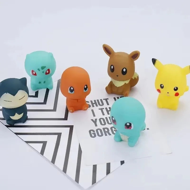 Pokemon Baby Bath Toys Set - 6pcs Soft Vocal Pikachu Eevee Bulbasaur Charmander Squirtle Kids Water Play Figures
