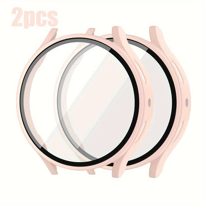 2-Pack Samsung Galaxy Watch Protective Case with Tempered Glass - Full-Coverage Drop-Resistant and Scratch-Resistant Screen Protector for Watch 4/5/6/7 40mm & 44mm