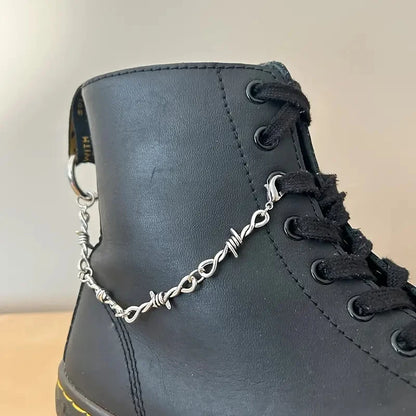 Gothic Punk Shoe Chain - Detachable Double Thorn Shoe Decor with Easy-Release Buckle for DIY Fashion