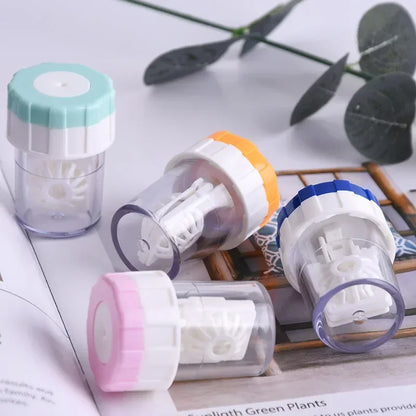 Manual Rotary Contact Lens Cleaner Case – Portable Lens Washing Tool & Storage Container Holder