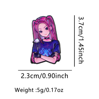 Cartoon K-POP Demon Hunter Girl Enamel Pin – Metal Brooches for Backpack, Hat, Cosplay & Accessories