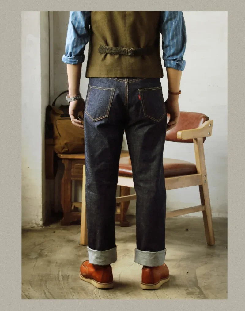 Red Tornado 55501 Men’s Jeans – Relaxed Straight Fit Raw Selvedge Denim Amekaji Style Pants