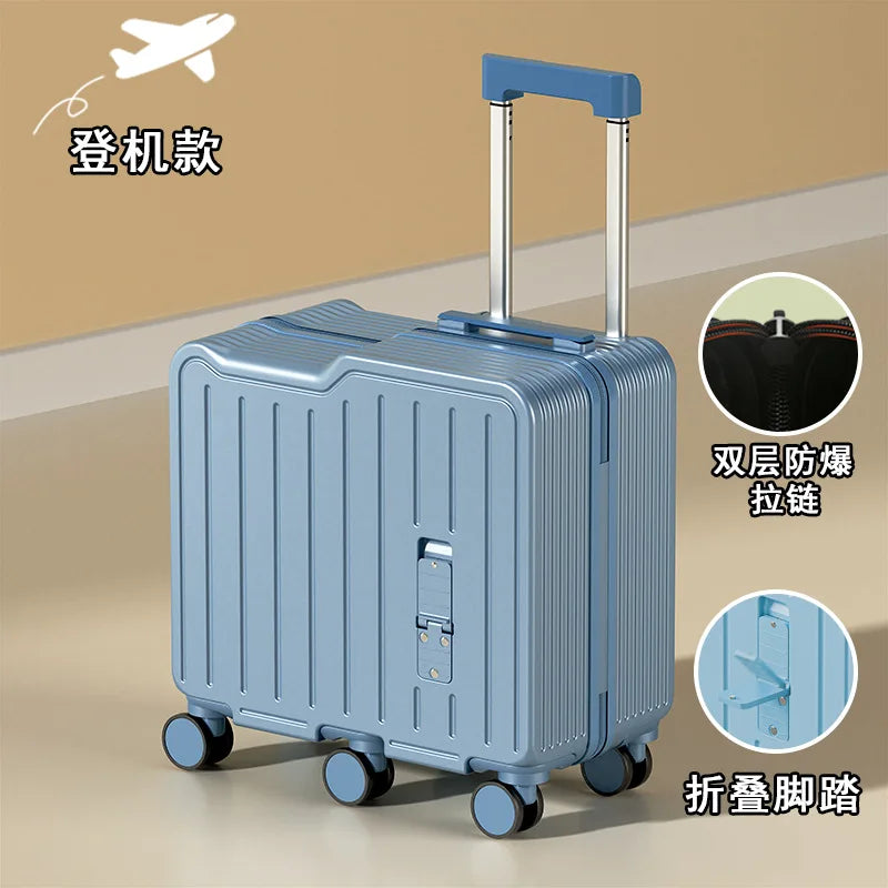 2024 Kids Ride-On Luggage with Foot Pedal – 20-Inch Mini Travel Suitcase with 6 Wheels, Folding Design for Children