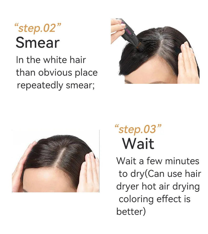 4-Color Hair Dye Touch-Up Pen — Convenient Cream Stick for Covering White Hair, Disposable Local Hair Coloring