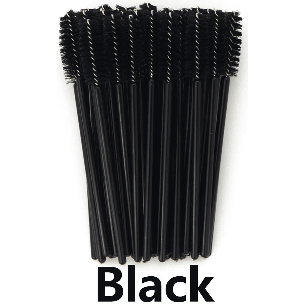ANNAFRIS 50pcs Disposable Eyelash & Eyebrow Brushes — Soft Crystal Lash Extension Mascara Wands Makeup Tools