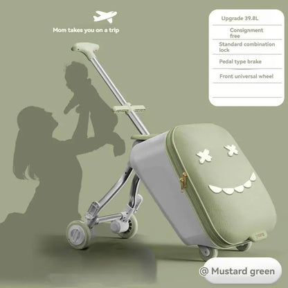 20-Inch Ride-On Kids Luggage with Folding Stroller – Children's Suitcase for Walking and Riding, Travel Bag for Babies