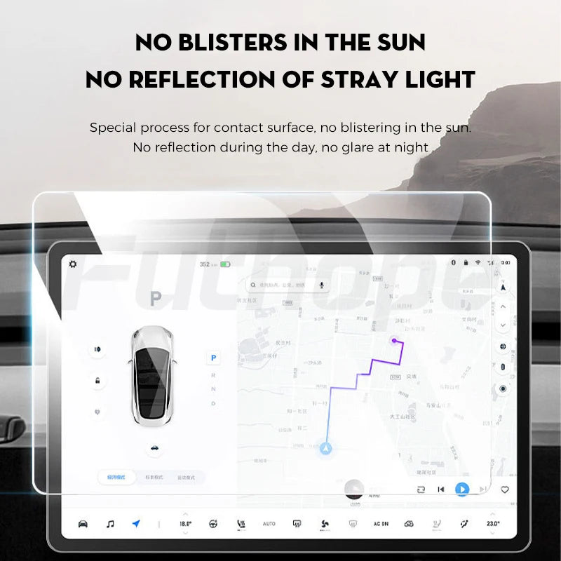 Futhope Tempered Glass Screen Protector – HD Center Control Film for Tesla Model 3/Y Highland (2021-2025) Protection